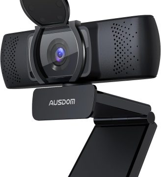 AUSDOM AF640 1080P Webcam with Microphone, 90°FOV USB PC Camera Webcam with Privacy Cover, Plug and Play Computer Camera for Online Calling/Conferencing, Zoom/Skype/YouTube, Laptop/PC