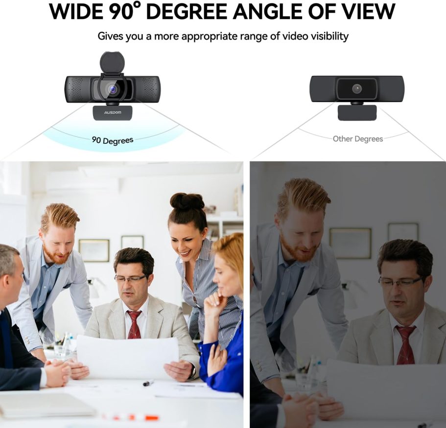 AUSDOM AF640 1080P Webcam with Microphone, 90°FOV USB PC Camera Webcam with Privacy Cover, Plug and Play Computer Camera for Online Calling/Conferencing, Zoom/Skype/YouTube, Laptop/PC - Image 5