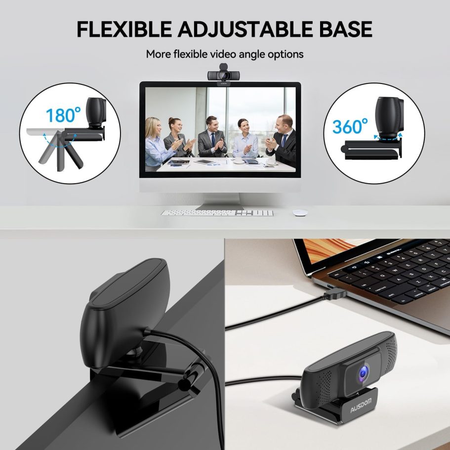 AUSDOM AF640 1080P Webcam with Microphone, 90°FOV USB PC Camera Webcam with Privacy Cover, Plug and Play Computer Camera for Online Calling/Conferencing, Zoom/Skype/YouTube, Laptop/PC - Image 6