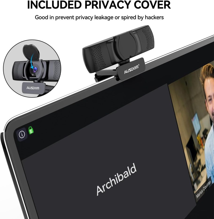 AUSDOM AF640 1080P Webcam with Microphone, 90°FOV USB PC Camera Webcam with Privacy Cover, Plug and Play Computer Camera for Online Calling/Conferencing, Zoom/Skype/YouTube, Laptop/PC - Image 7
