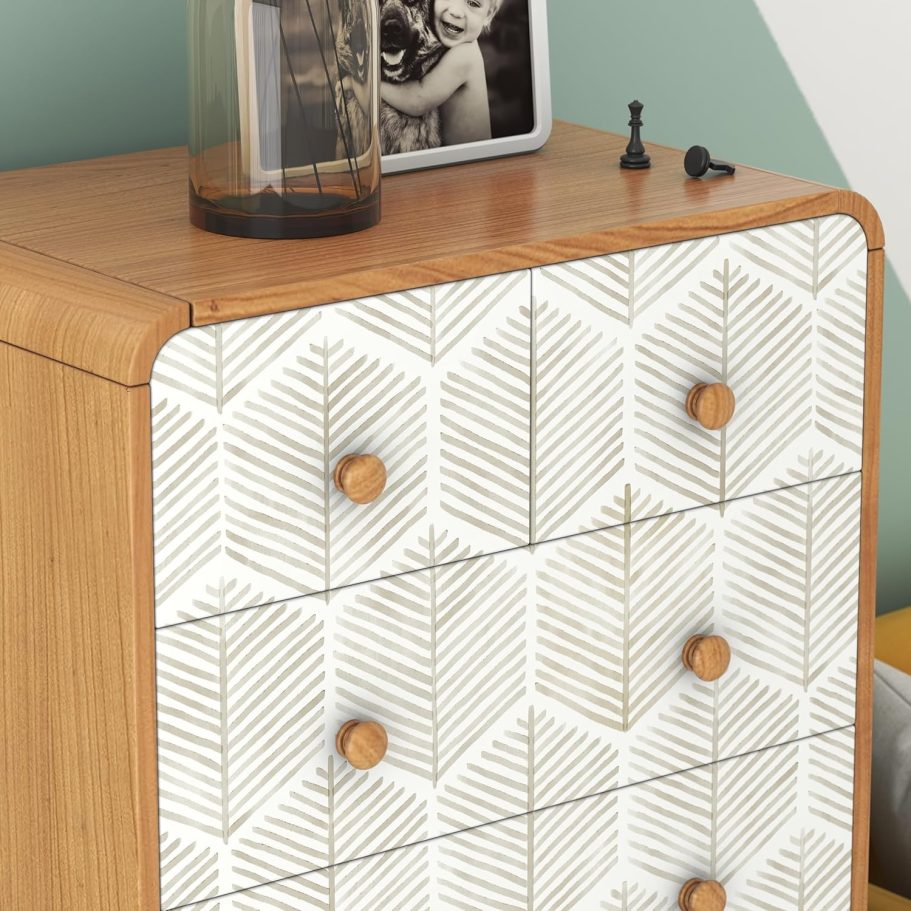 Modern Peel and Stick Wallpaper 17.3''×78.8'' Self Adhesive Wallpaper Boho Contact Paper Beige and White Geometric Wall Paper Removable Decorative Wallpapers for Bedroom Bathroom Cabinets Decor Vinyl - Image 7