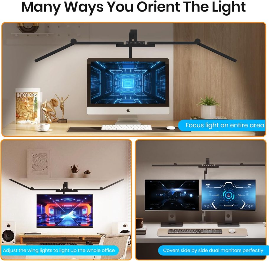 Ultra Bright Architect Desk Lamp with Clamp,Transformable LED Desks Lamp for Home Office,Tall Overhead Led Desk Light[41" Long Dimmable Light Bar],24W Auto Dimmable Desks Lights for Drawing Hobby Use - Image 8